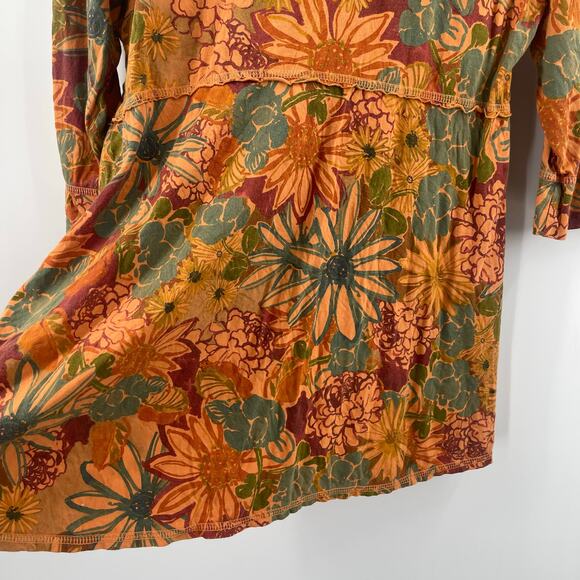 C.MC. BY COLOR ME COTTON Top SZ Medium Made in USA Lagenlook Floral Flowy Shirt - Picture 5 of 11